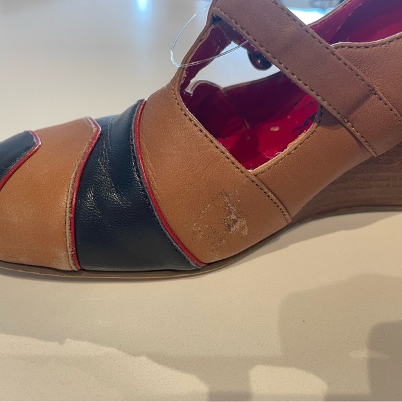 Ben Sherman Multi Tone Leather Wedge Heel - Picture 9 of 15